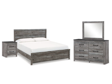 Bronyan Dark Gray King Panel Bedroom Set with Dresser, Mirror and Nightstand - Ornate Home