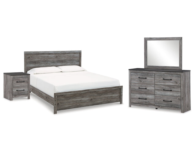 Bronyan Dark Gray King Panel Bedroom Set with Dresser, Mirror and Nightstand - Ornate Home
