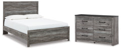 Bronyan Dark Gray Queen Panel Bed and Dresser - Ornate Home