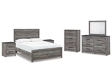 Bronyan Dark Gray Queen Panel Bedroom Set with Dresser, Mirror, Chest and 2 Nightstands - Ornate Home