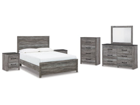 Bronyan Dark Gray Queen Panel Bedroom Set with Dresser, Mirror, Chest and 2 Nightstands - Ornate Home
