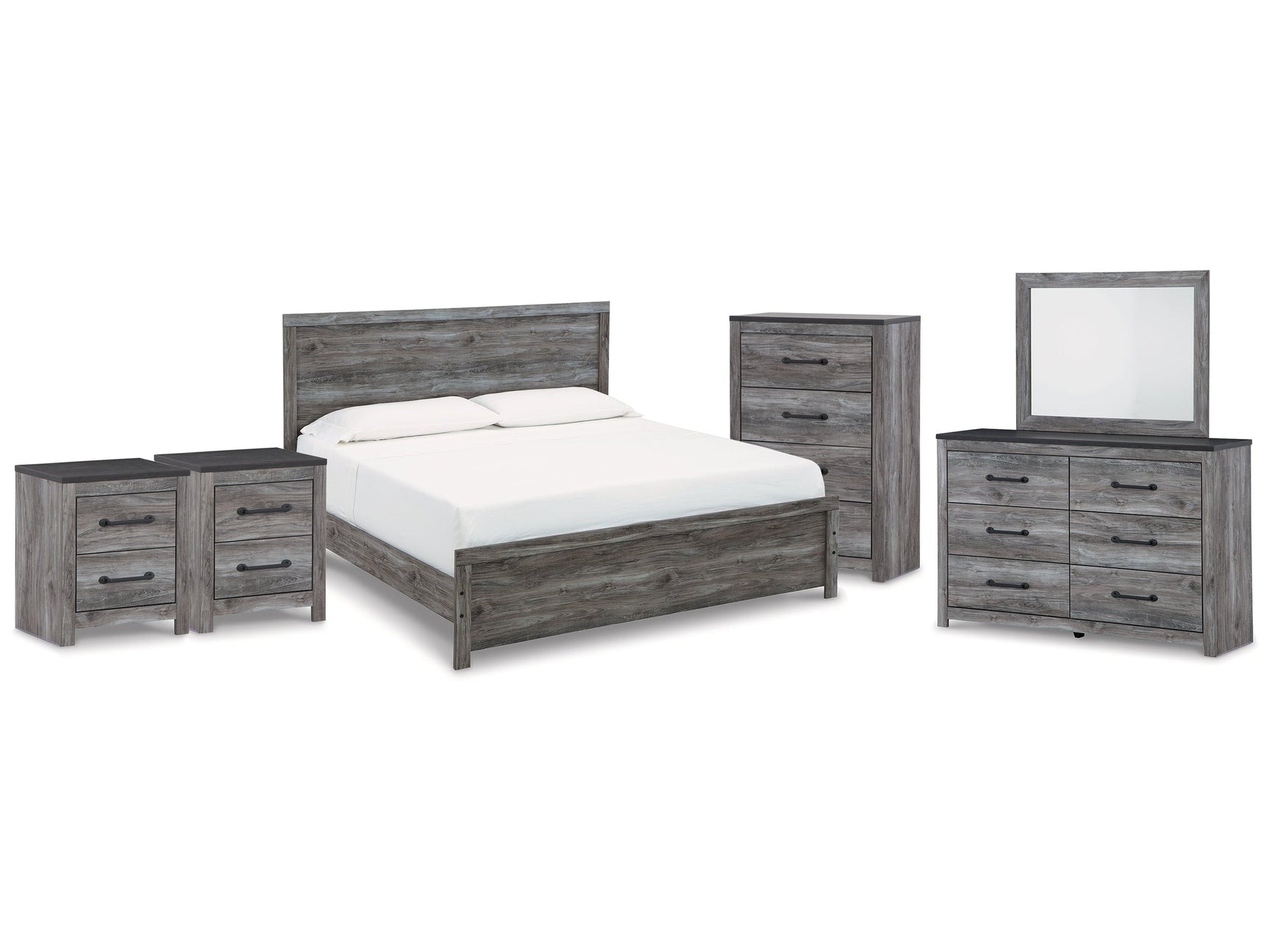 Bronyan  King Panel Bed & Dresser & Mirror & Chest & 2 Nightstands (Online Special Price) - Ornate Home