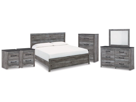 Bronyan  King Panel Bed & Dresser & Mirror & Chest & 2 Nightstands - Ornate Home