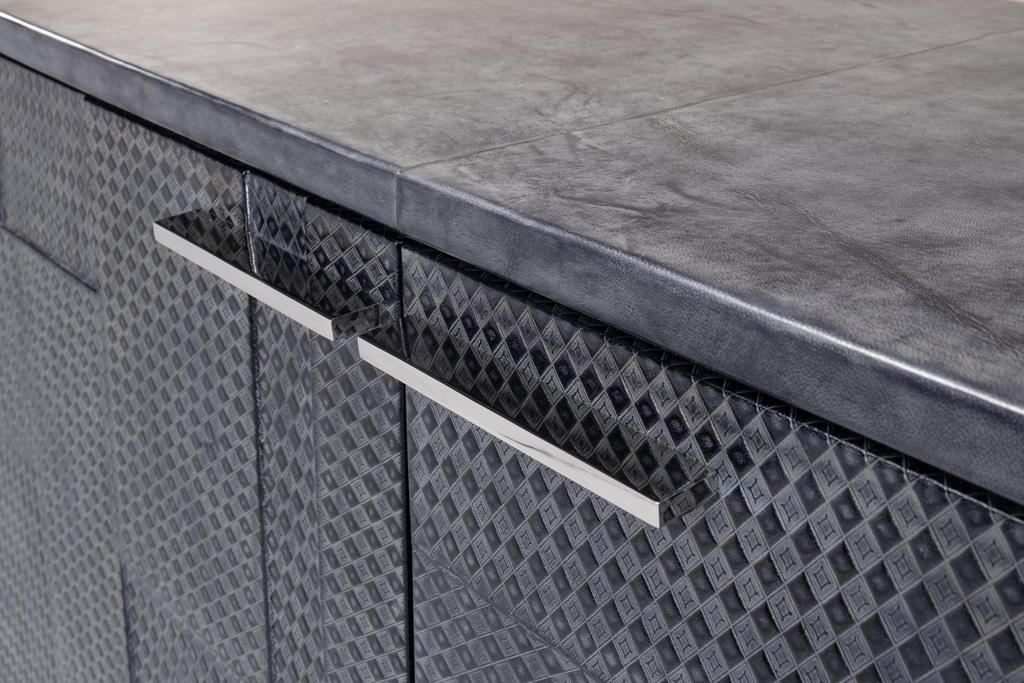 Bronzini Grey Credenza Embossed - Ornate Home