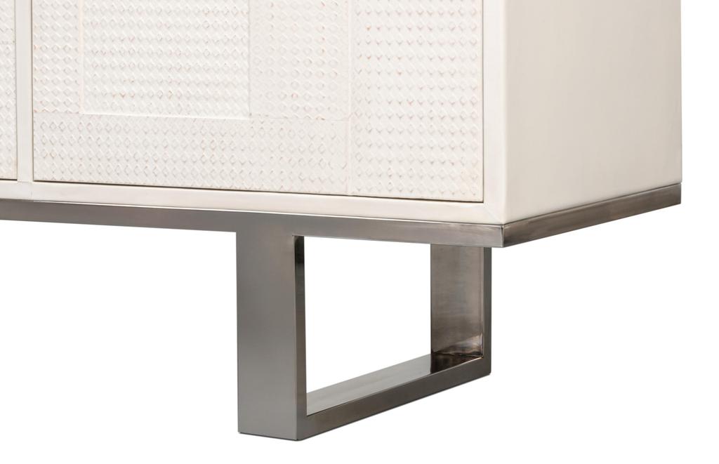 Bronzini White Credenza Embossed - Ornate Home