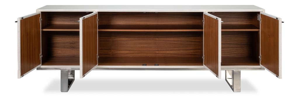 Bronzini White Credenza Embossed - Ornate Home