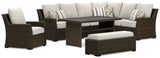 Brook Ranch Brown Outdoor Sofa Sectional, Bench, Lounge Chair and Table - Ornate Home