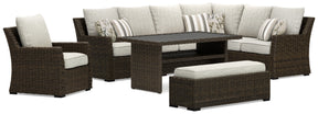 Brook Ranch Brown Outdoor Sofa Sectional, Bench, Lounge Chair and Table - Ornate Home