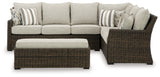 Brook Ranch Brown Outdoor Sofa Sectional, Bench, Lounge Chair and Table - Ornate Home
