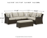 Brook Ranch Brown Outdoor Sofa Sectional, Bench, Lounge Chair and Table - Ornate Home