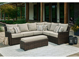 Brook Ranch Brown Outdoor Sofa Sectional/Bench with Cushion (Set of 3) - Ornate Home
