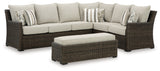 Brook Ranch Brown Outdoor Sofa Sectional/Bench with Cushion (Set of 3) - Ornate Home