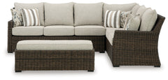 Brook Ranch Brown Outdoor Sofa Sectional/Bench with Cushion (Set of 3) - Ornate Home