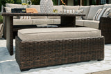 Brook Ranch Brown Outdoor Sofa Sectional/Bench with Cushion (Set of 3) - Ornate Home