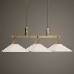 Brookdale Brass/White Industrial 3 Light Linear Chandelier - Ornate Home