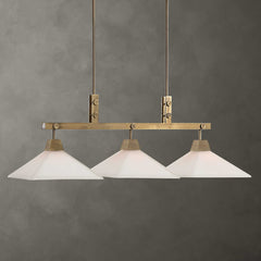 Brookdale Brass/White Industrial 3 Light Linear Chandelier - Ornate Home