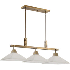 Brookdale Brass/White Industrial 3 Light Linear Chandelier - Ornate Home