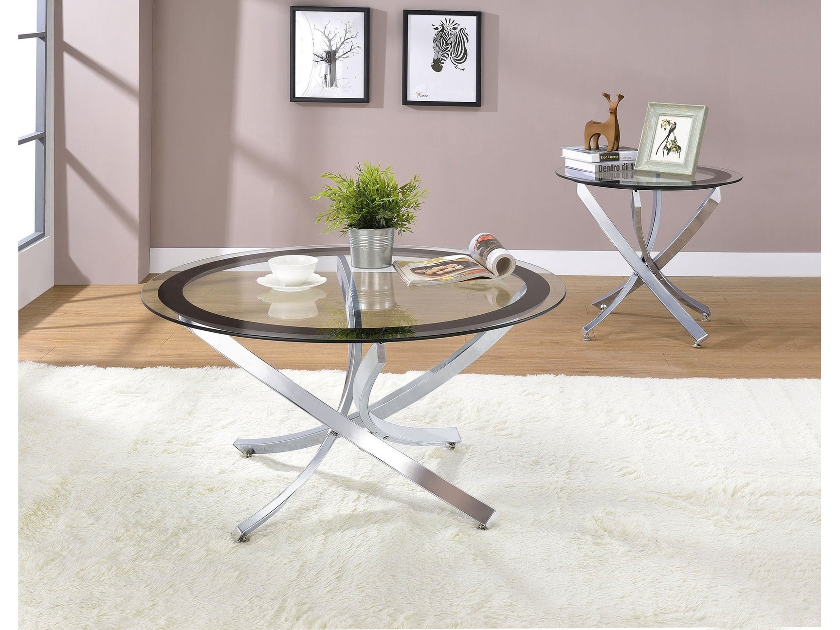 Brooke Chrome 2-piece Coffee Table Set - Ornate Home