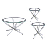 Brooke Chrome 3-piece Coffee Table Set - Ornate Home