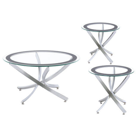 Brooke Chrome 3-piece Coffee Table Set - Ornate Home
