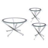 Brooke Chrome 3-piece Round Coffee and End Table Set - Ornate Home