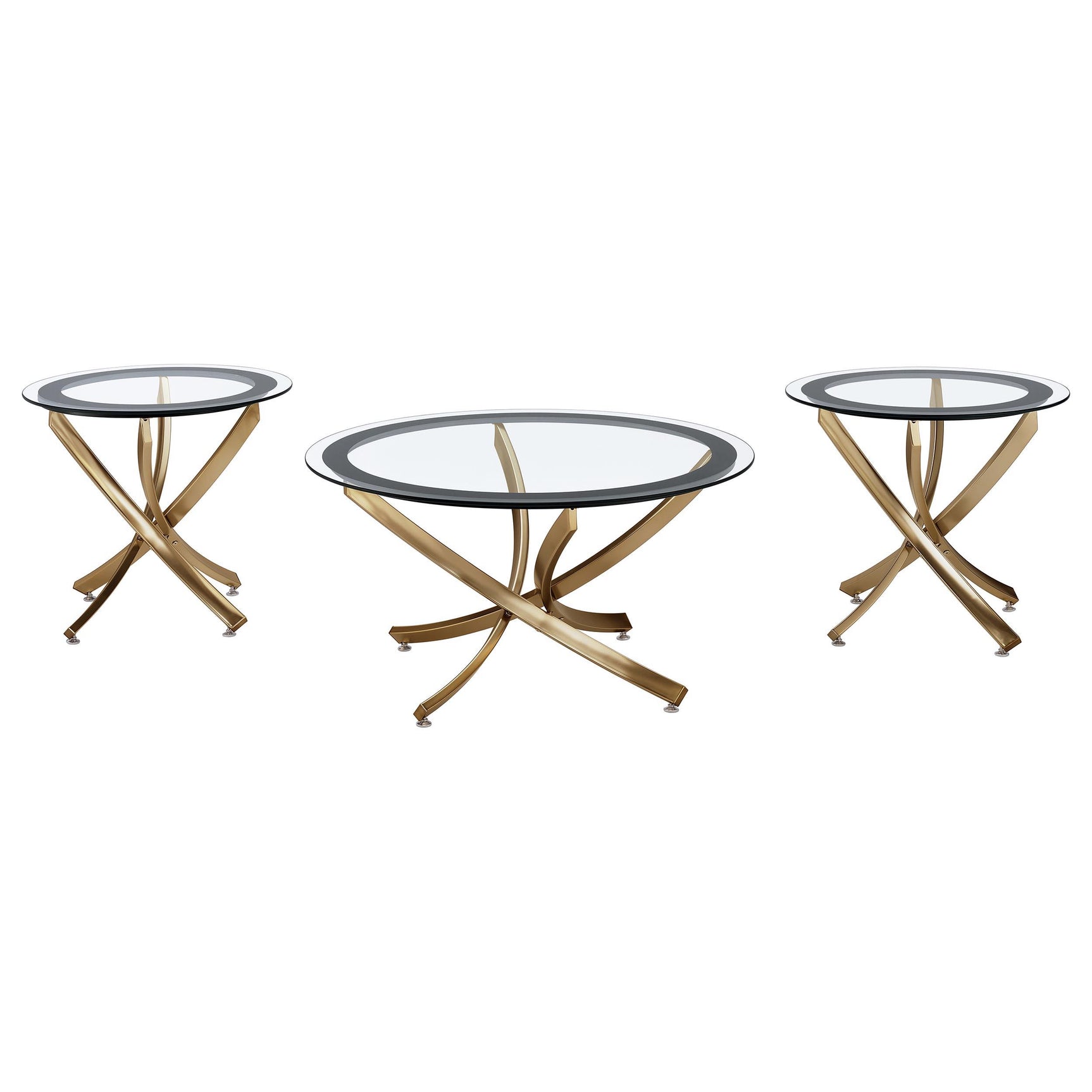 Brooke Rose Brass 3-piece Round Coffee and End Table Set - Ornate Home