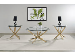 Brooke Rose Brass 3-piece Round Coffee and End Table Set - Ornate Home