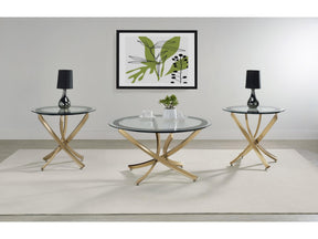 Brooke Rose Brass 3-piece Round Coffee and End Table Set - Ornate Home