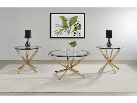 Brooke Rose Brass 3-piece Round Coffee and End Table Set - Ornate Home