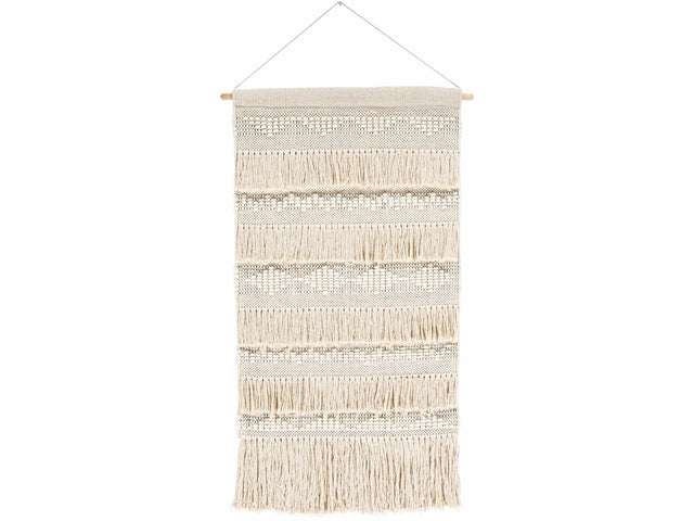 Brookesmith Cream Fringed Patterned Wall Hanging - Ornate Home