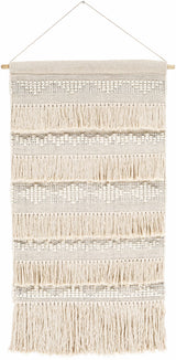 Brookesmith Cream Fringed Patterned Wall Hanging - Ornate Home