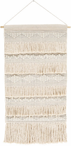 Brookesmith Cream Fringed Patterned Wall Hanging - Ornate Home