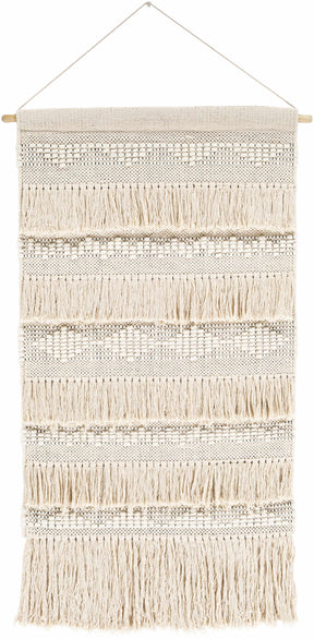 Brookesmith Cream Fringed Patterned Wall Hanging - Ornate Home