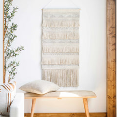 Brookesmith Cream Fringed Patterned Wall Hanging - Ornate Home