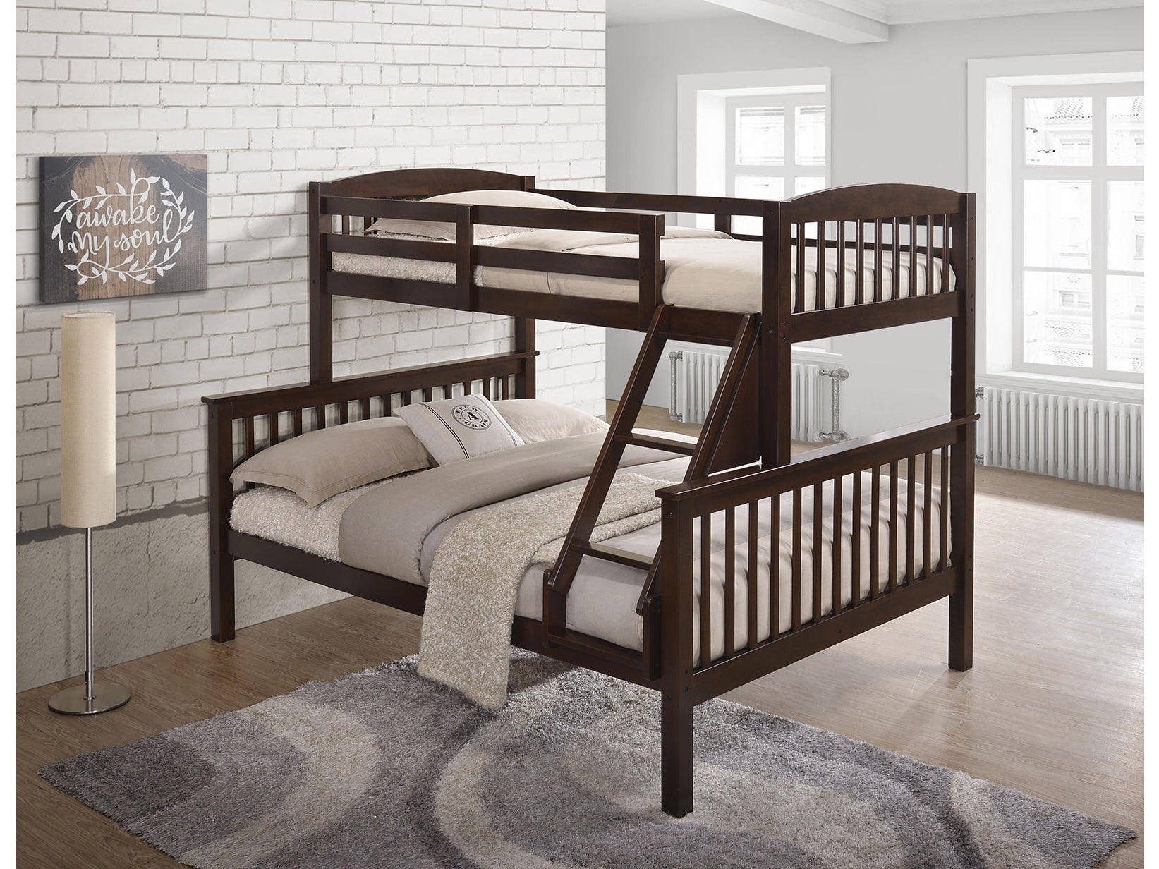 Brookings Dark Cherry Twin/Full Bunk Bed - Ornate Home