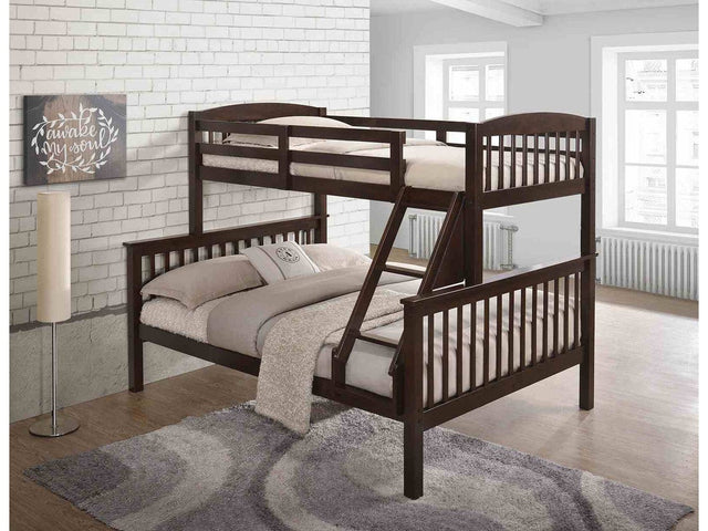 Brookings Dark Cherry Twin/Full Bunk Bed w/ Mattresses - Ornate Home