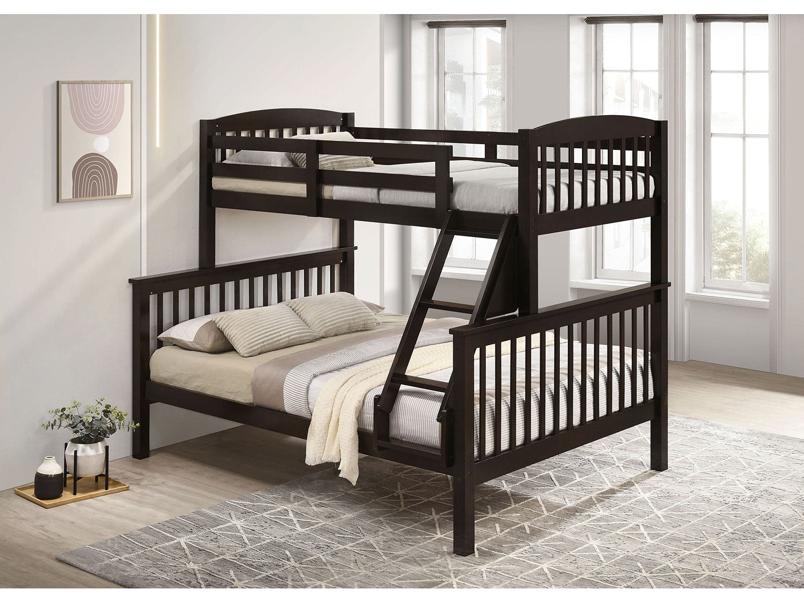Brookings Dark Walnut Twin/Full Bunk Bed - Ornate Home