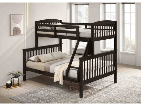 Brookings Dark Walnut Twin/Full Bunk Bed w/ Mattresses - Ornate Home