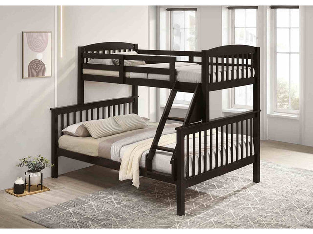 Brookings Dark Walnut Twin/Full Bunk Bed w/ Mattresses - Ornate Home