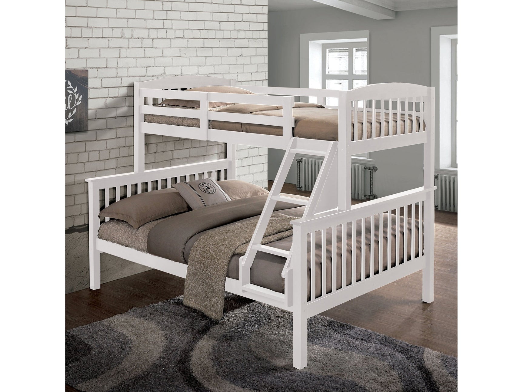 Brookings White Twin/Full Bunk Bed - Ornate Home