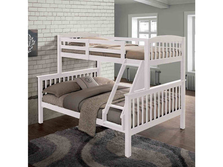 Brookings White Twin/Full Bunk Bed w/ Mattresses - Ornate Home
