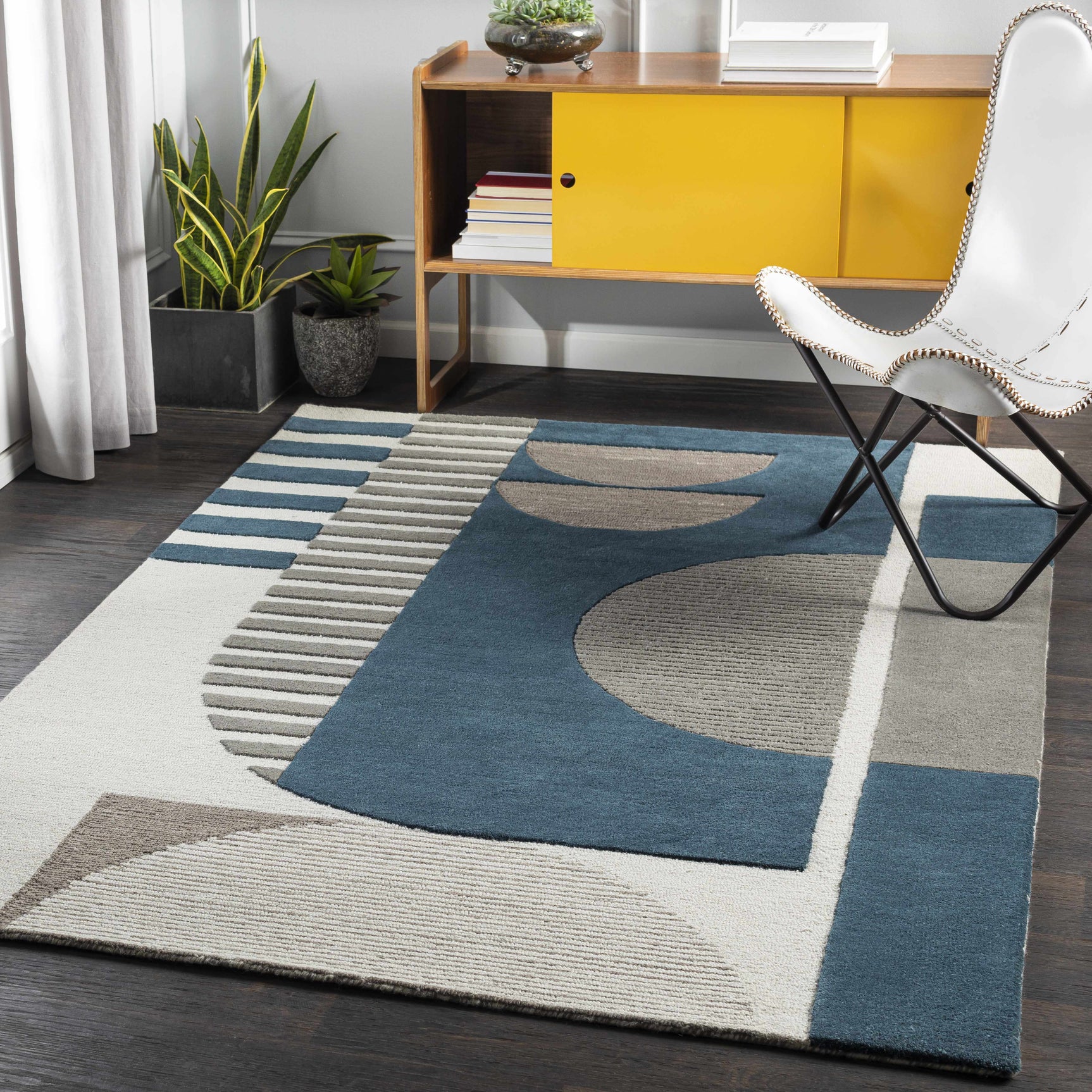 Brooklyn Blue&Gray Modern Wool Rug - Ornate Home