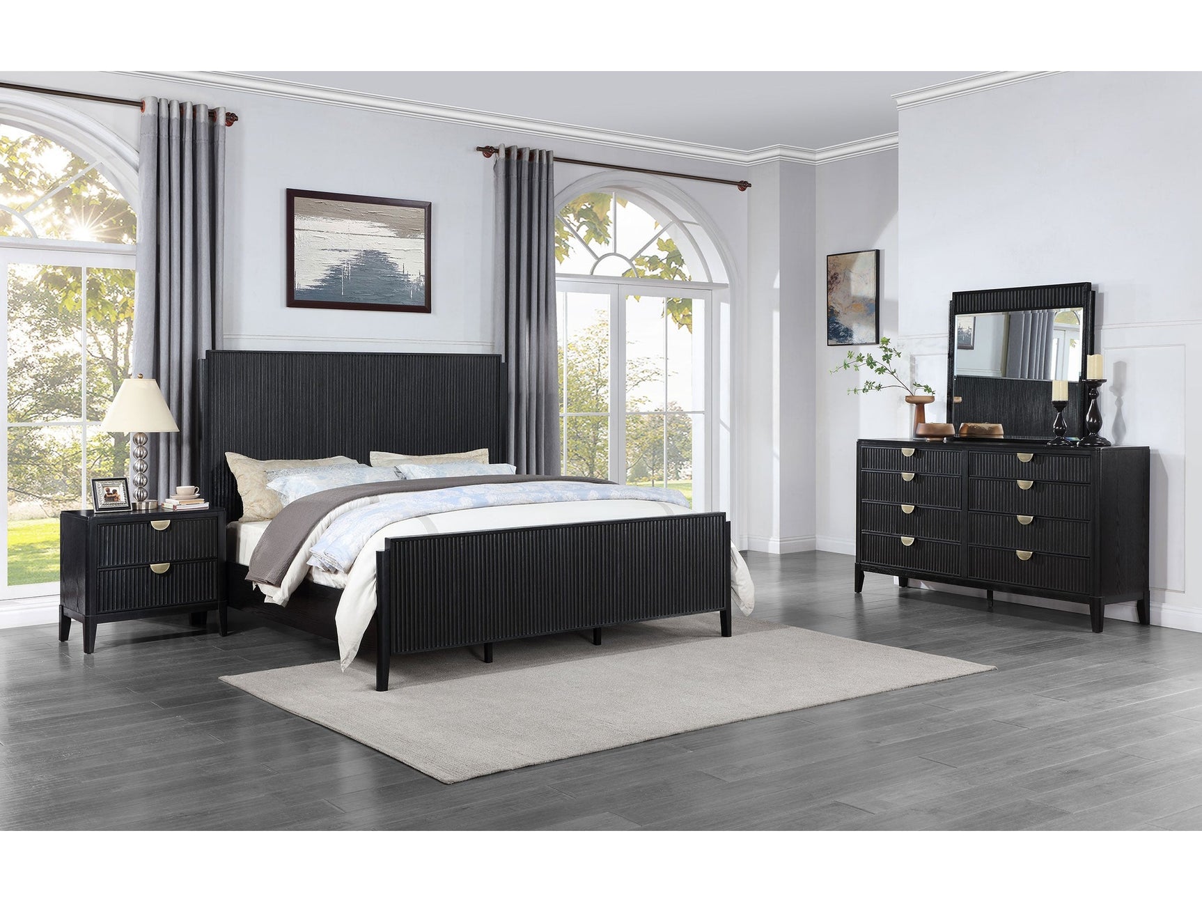 Brookmead Black 4-piece California King Bedroom Set - Ornate Home