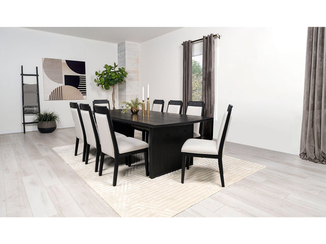 Brookmead Black 9-piece Extension Leaf Dining Table Set - Ornate Home
