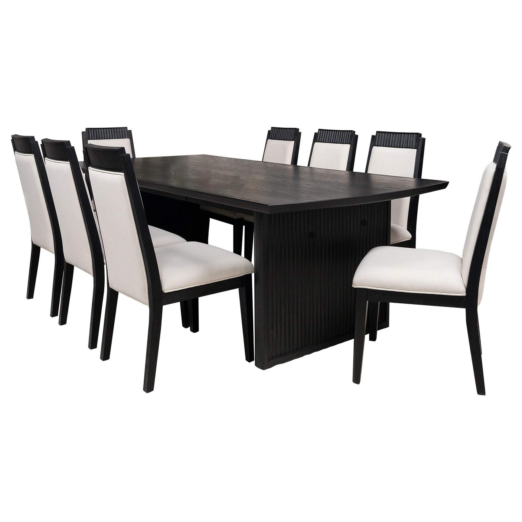Brookmead Black 9-piece Extension Leaf Dining Table Set - Ornate Home