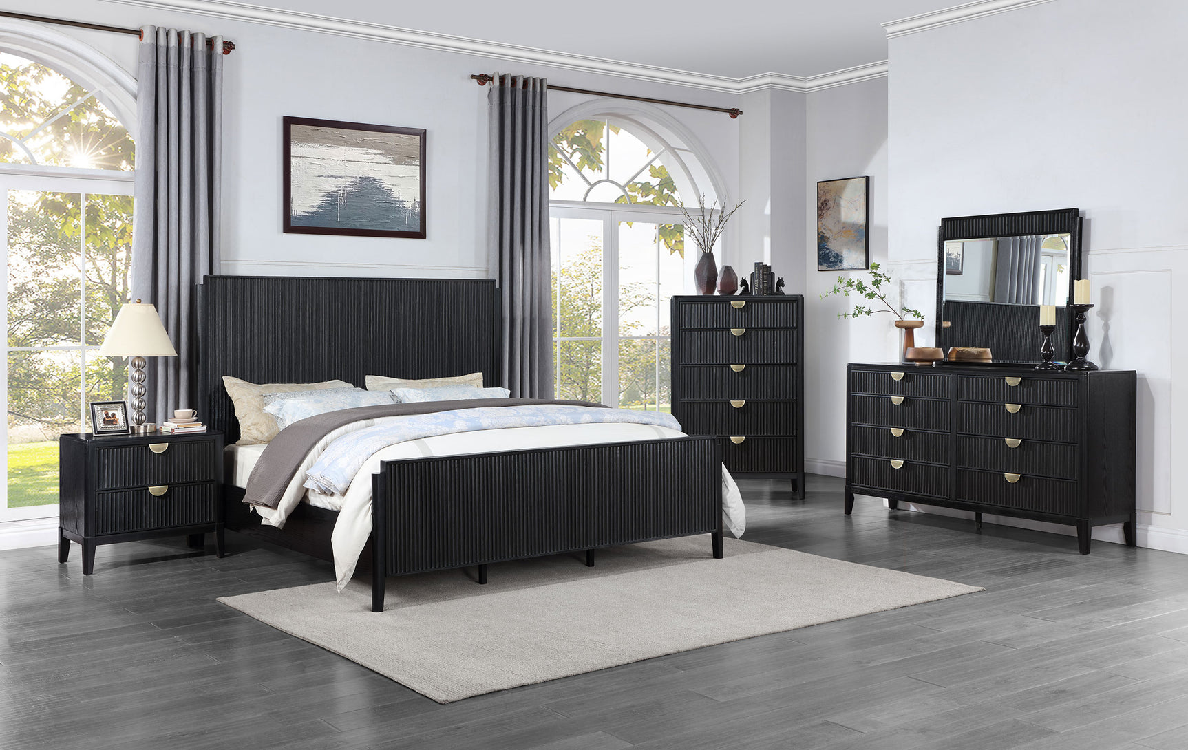 Brookmead Black California King Panel Bed - Ornate Home