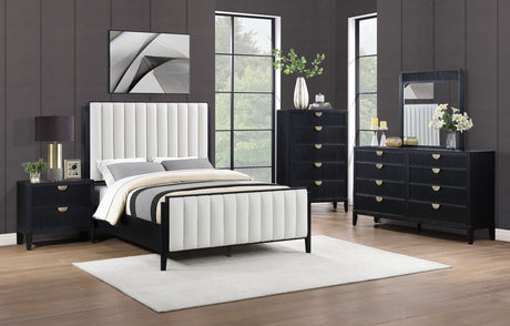 Brookmead Black California King Upholstered Panel Bed - Ornate Home
