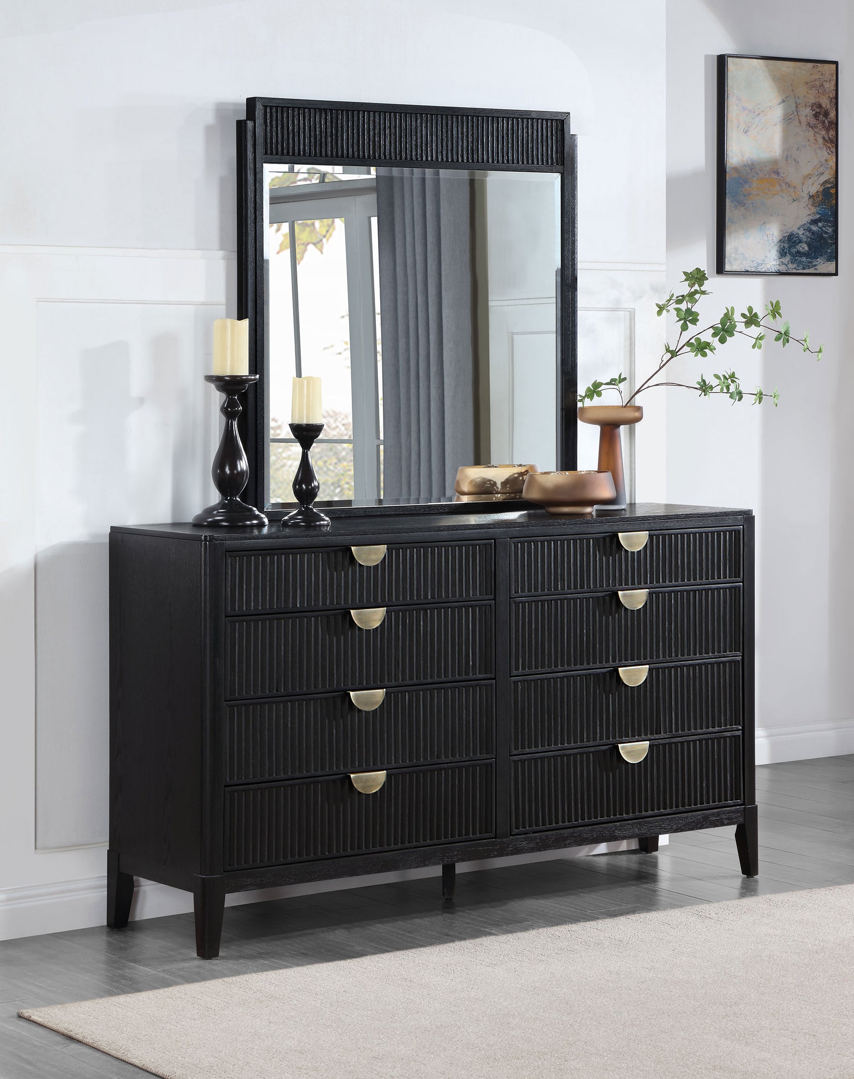 Brookmead Black Dresser and Mirror - Ornate Home