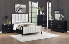 Brookmead Black Eastern King Upholstered Panel Bed - Ornate Home
