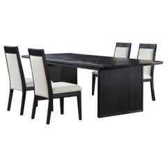 Brookmead Black/Ivory 5-piece Extension Leaf Dining Table Set - Ornate Home